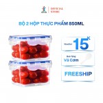 Bộ 2 Hộp Đựng Thực Phẩm  Việt Son 850ml Nắp Khóa 4 Cạnh Kín Hơi
